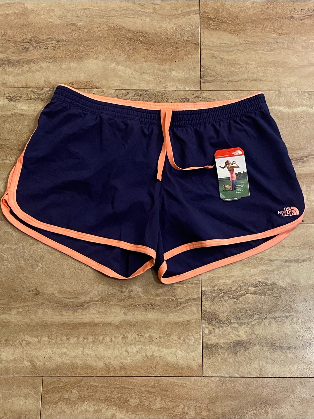 NEW The North Face Women's Navy Shorts with Peach Trim XL